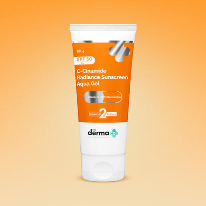 The Derma Co C-Cinamide Radiance Sunscreen Aqua Gel SPF 50 PA++++ (80g) - Brightening & UV Protection