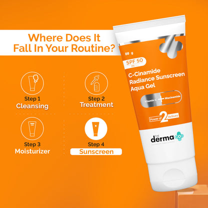 The Derma Co C-Cinamide Radiance Sunscreen Aqua Gel SPF 50 PA++++ (80g) - Brightening & UV Protection