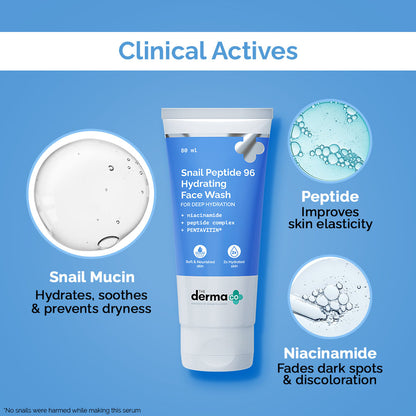 The Derma Co Snail Peptide 96 Hydrating Face Wash (80ml) - Gentle, Repairing & Anti-Aging Cleanse