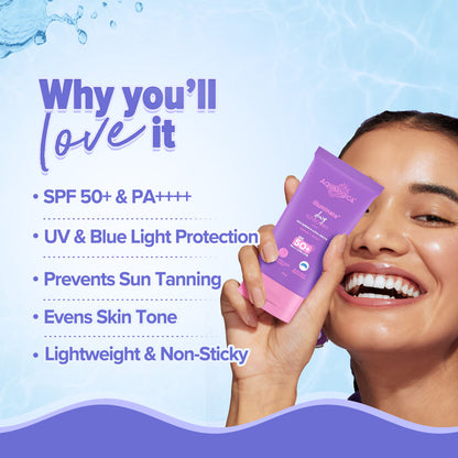 Aqualogica Illuminate+ Dewy Lightweight Sunscreen Gel SPF 50+ PA++++ - All Skin Types (30g)
