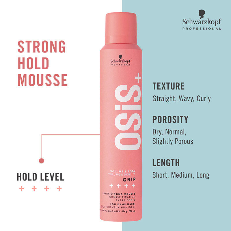 Schwarzkopf Professional OSiS+ Grip Extra Strong Hair Styling Mousse (200ml)