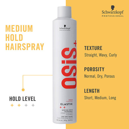 Schwarzkopf Professional OSiS+ Elastic Anti-Humidity Hair Spray - Medium Hold (500ml)
