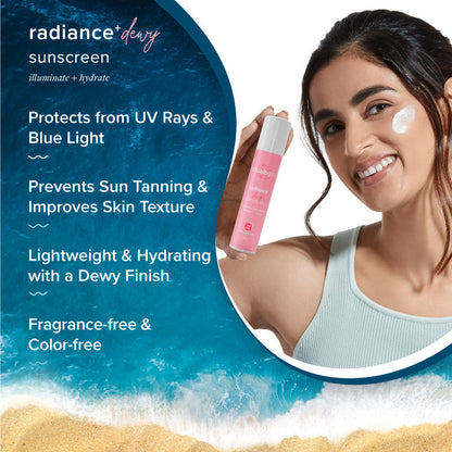 Aqualogica Radiance+ Dewy Lightweight Sunscreen Gel SPF 50+ PA+++ - Oily & Acne-Prone Skin (50g)