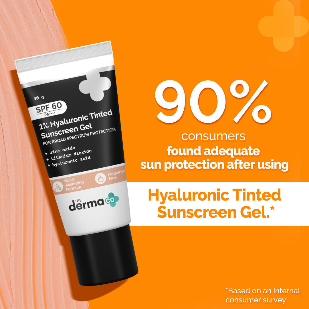 The Derma Co 1% Hyaluronic Tinted Sunscreen SPF 60 Gel PA++++ (30g) - Hydrating & Natural Finish