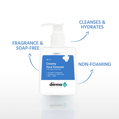 The Derma Co Creamy Face Cleanser (100ml) - Sensitive Skin, Gentle & Hydrating