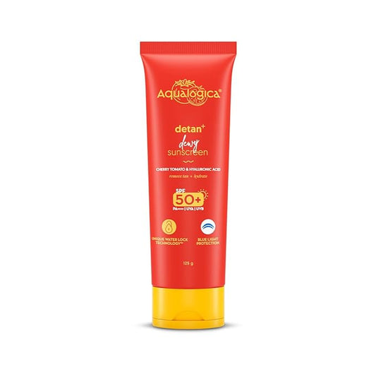 Aqualogica Detan+ Dewy Lightweight Sunscreen Gel SPF 50+ PA++++ - Normal & Dry Skin (125g)
