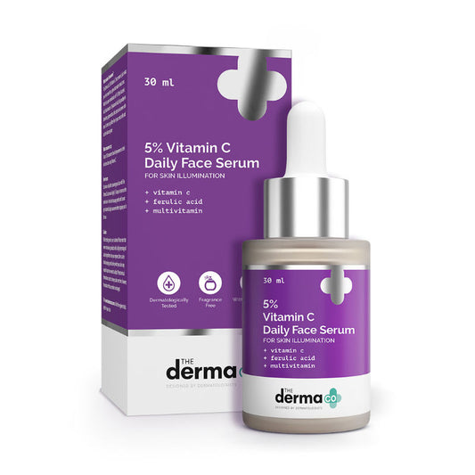 The Derma Co 5% Vitamin C Daily Face Serum (30ml) - Ferulic Acid, Multivitamin & Skin Illumination