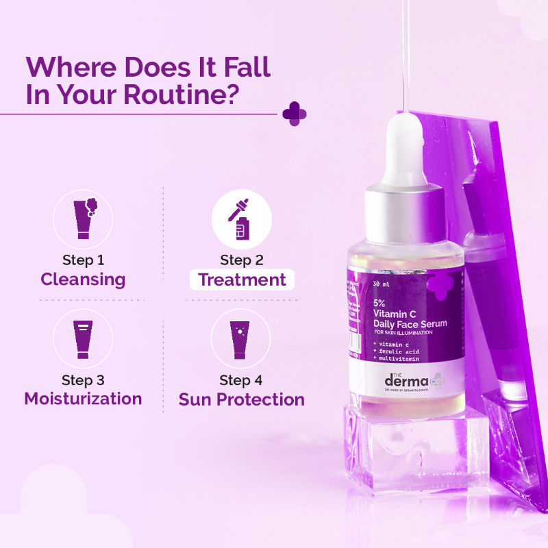 The Derma Co 5% Vitamin C Daily Face Serum (30ml) - Ferulic Acid, Multivitamin & Skin Illumination
