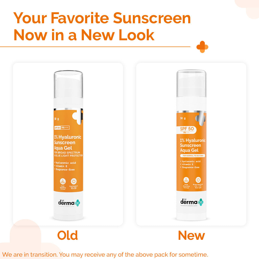 The Derma Co 1% Hyaluronic Sunscreen SPF 50 PA++++ Aqua Gel (50g)