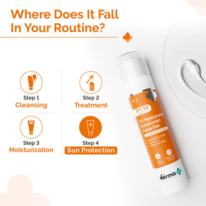The Derma Co 1% Hyaluronic Sunscreen SPF 50 PA++++ Aqua Gel (50g)