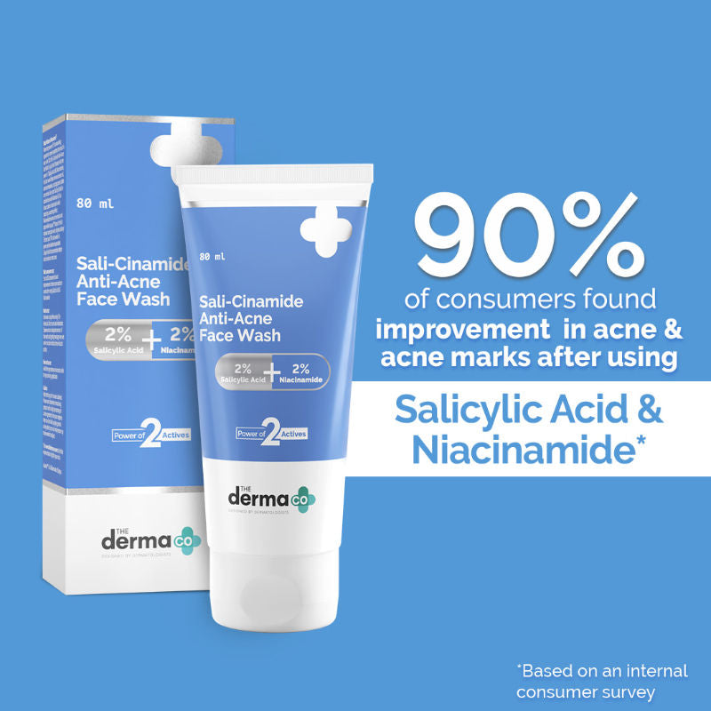 The Derma Co Sali-Cinamide Anti-Acne Face Wash with 2% Salicylic Acid & 2% Niacinamide (80ml)