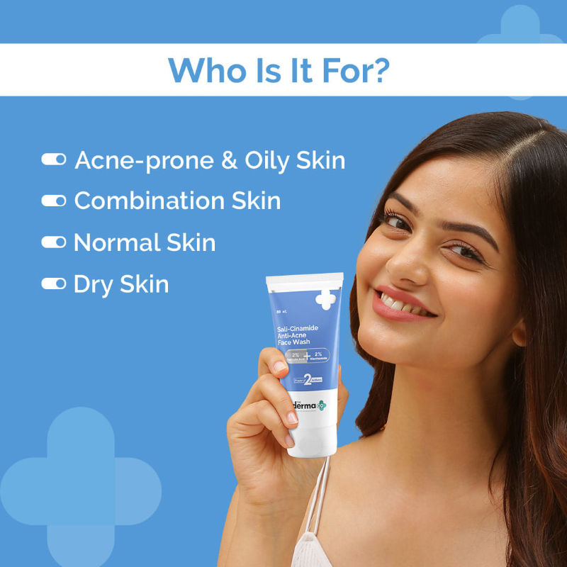 The Derma Co Sali-Cinamide Anti-Acne Face Wash with 2% Salicylic Acid & 2% Niacinamide (80ml)