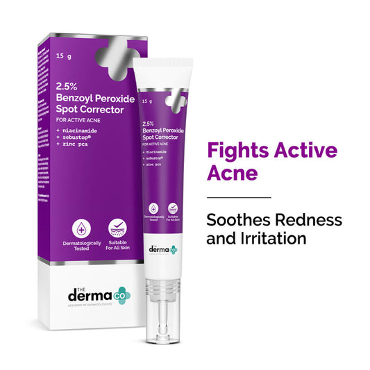 The Derma Co 2.5% Benzoyl Peroxide Spot Corrector (15ml) - Active Acne, Pimples & Blemishes