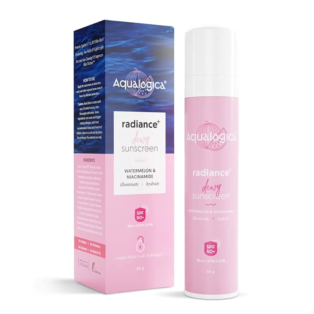 Aqualogica Radiance+ Dewy Lightweight Sunscreen Gel SPF 50+ PA+++ - Oily & Acne-Prone Skin (50g)