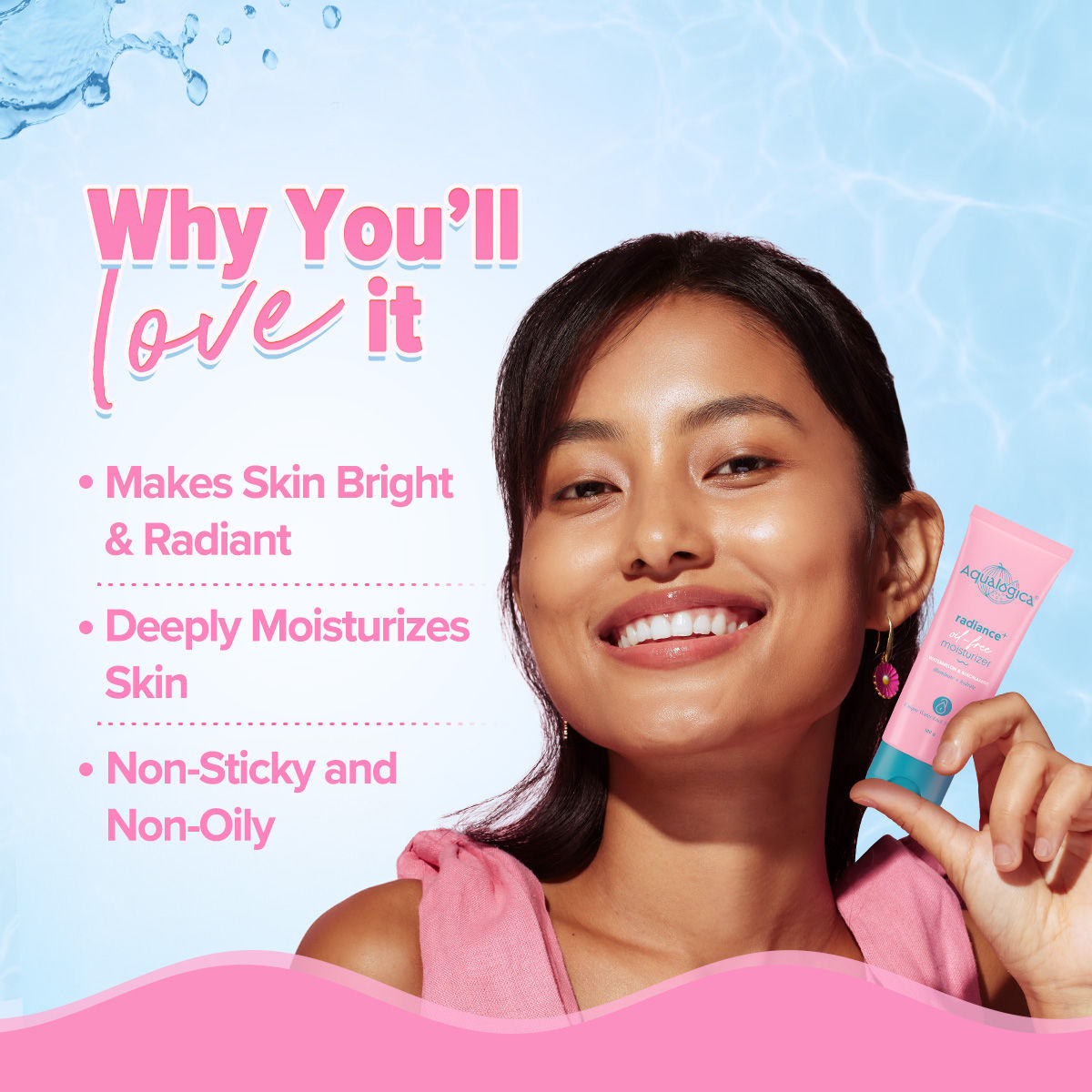 Aqualogica Radiance+ Oil-Free Moisturizer - Watermelon & Niacinamide (100g)