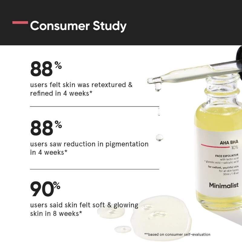 Minimalist 10% AHA BHA Exfoliator - Even Tone & Texture (30ml)