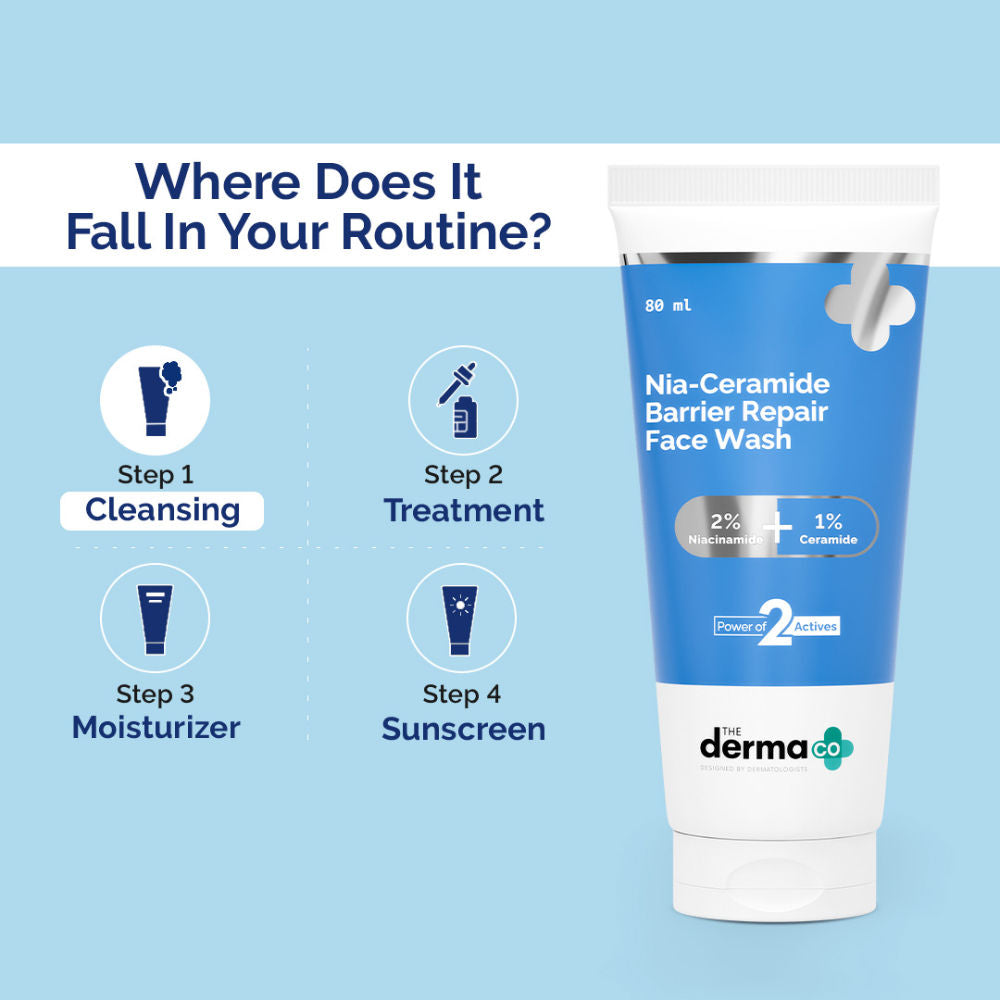 The Derma Co Nia-Ceramide Barrier Repair Face Wash (80ml) - Niacinamide, Ceramides & Sensitive Skin