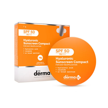 The Derma Co Hyaluronic Sunscreen Compact SPF 50 PA+++ (7g) - On-the-Go Sun Protection & Hydration