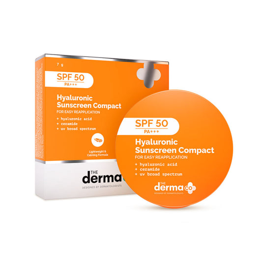 The Derma Co Hyaluronic Sunscreen Compact SPF 50 PA+++ (7g) - On-the-Go Sun Protection & Hydration