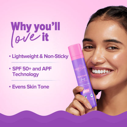 Aqualogica Illuminate+ Dewy Lightweight Sunscreen Gel SPF 50+ PA++++ - All Skin Types (50g)