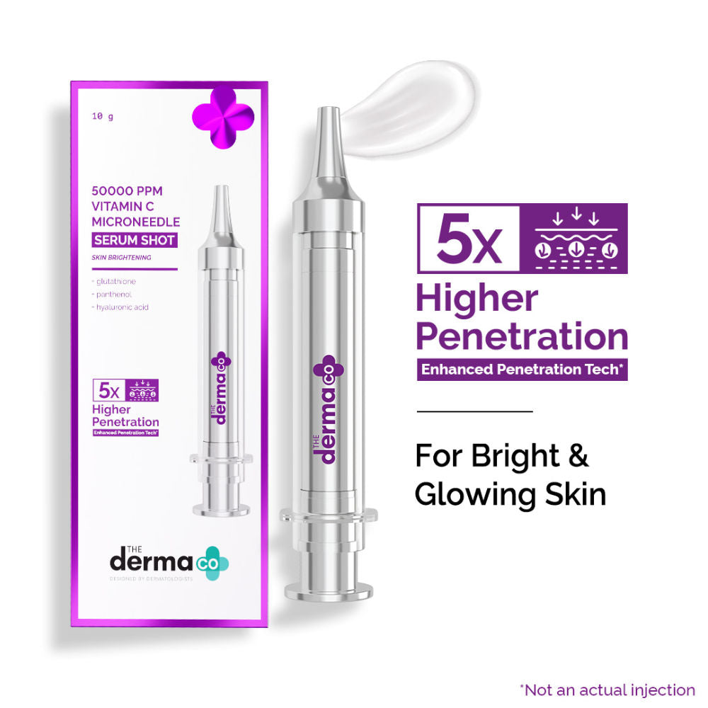 The Derma Co 50000 PPM Vitamin C Microneedle Face Serum Shot for Bright & Glowing Skin (10g)