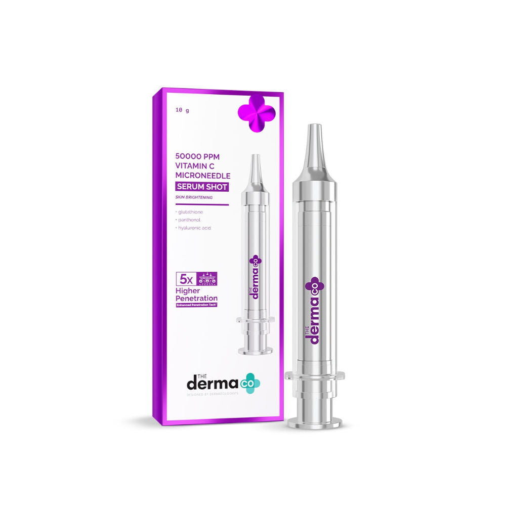 The Derma Co 50000 PPM Vitamin C Microneedle Face Serum Shot for Bright & Glowing Skin (10g)