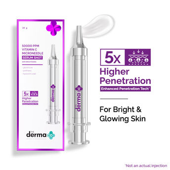 The Derma Co 50000 PPM Vitamin C Microneedle Face Serum Shot for Bright & Glowing Skin (10g)
