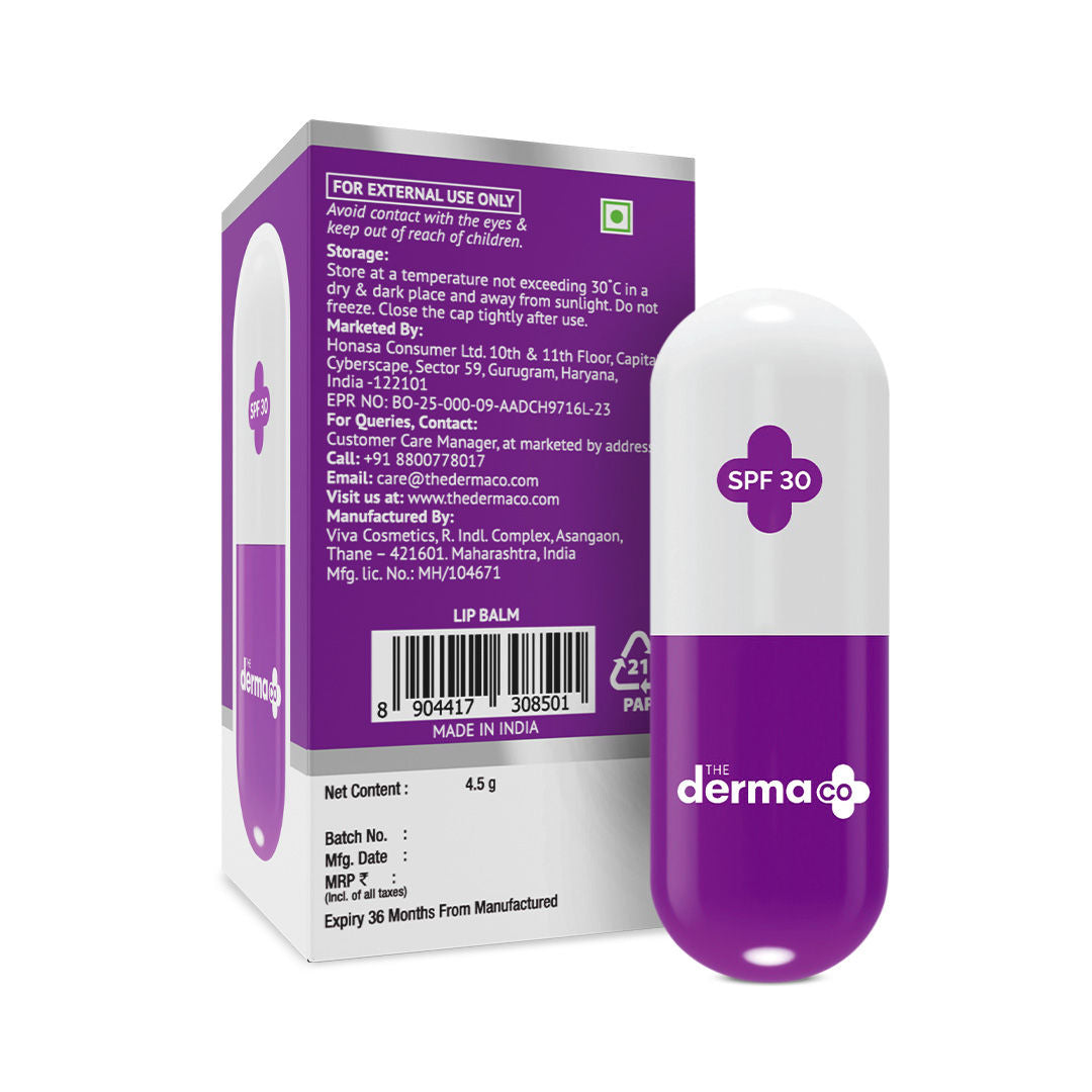 The Derma Co 1% Kojic Acid SPF 30 Lip Balm with Hyaluronic Acid & Alpha Arbutin for Lip Lightening (4.5g)