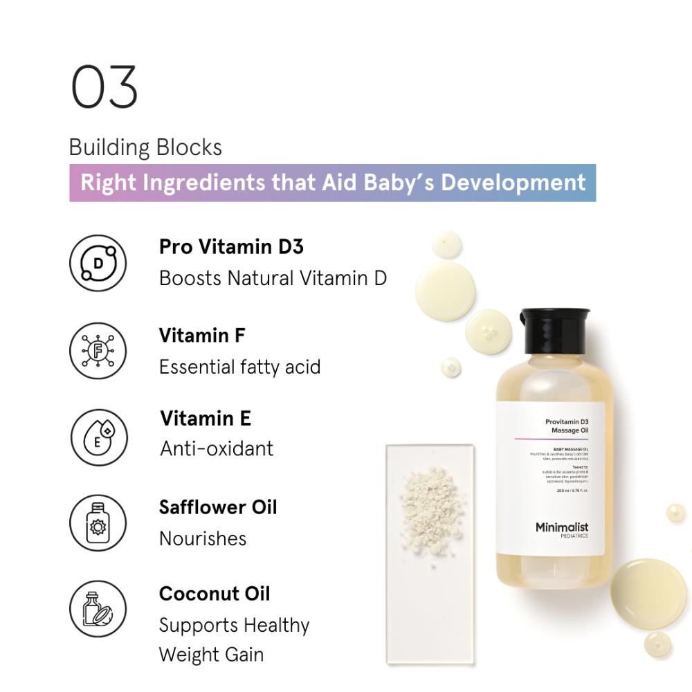 Minimalist Baby Provitamin D3 Massage Oil - Pediatrician Approved (200ml)
