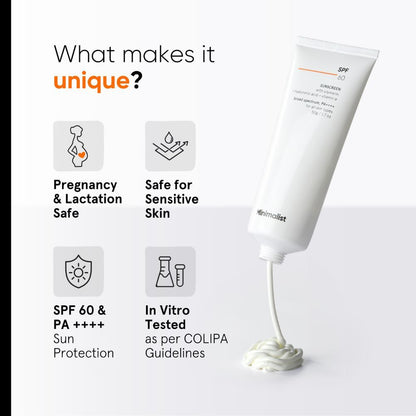 Minimalist SPF 60 PA++++ Sunscreen - Pregnancy & Lactation Safe (50gm)
