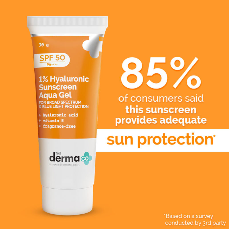 The Derma Co 1% Hyaluronic Sunscreen SPF 50 PA++++ Aqua Gel (30g)