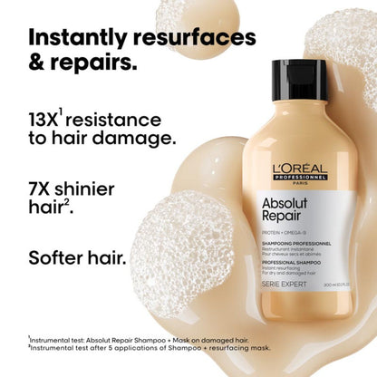 L'Oréal Professionnel Absolut Repair Shampoo for Dry and Damaged Hair with Protein & Omega-9 (300ml)