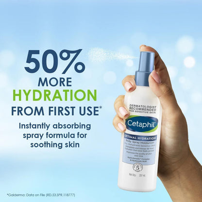 Cetaphil Optimal Hydration Body Spray Moisturizer with Hyaluronic Acid & Vitamin E (207ml)