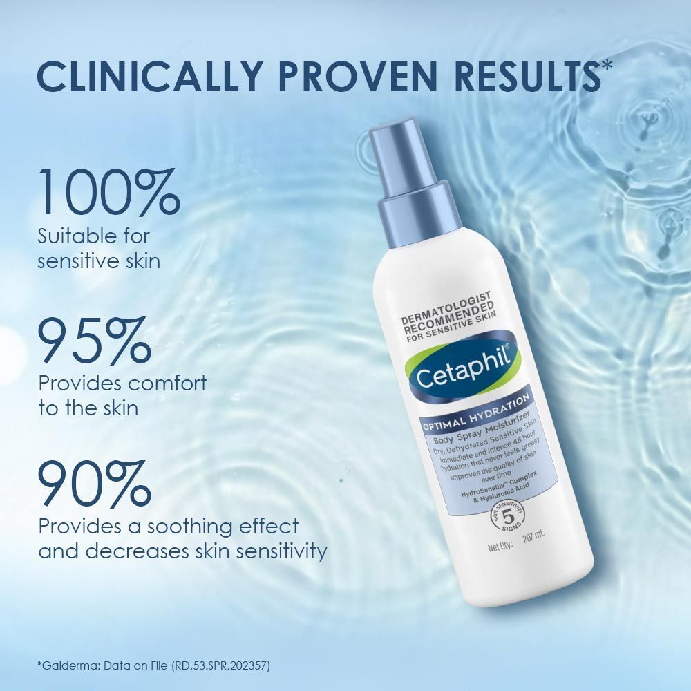 Cetaphil Optimal Hydration Body Spray Moisturizer with Hyaluronic Acid & Vitamin E (207ml)