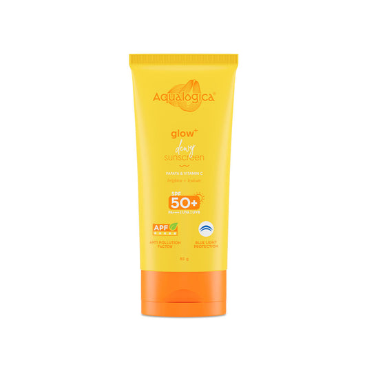 Aqualogica Glow+ Dewy Lightweight Sunscreen Gel SPF 50+ PA++++ with Papaya & Vitamin C (80g)