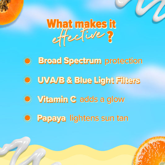 Aqualogica Glow+ Dewy Lightweight Sunscreen Gel SPF 50+ PA++++ with Papaya & Vitamin C (80g)