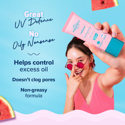 Aqualogica Radiance Fluid Sunscreen SPF50+ PA++++ - Niacinamide & Watermelon (50g)