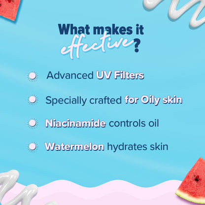 Aqualogica Radiance Fluid Sunscreen SPF50+ PA++++ - Niacinamide & Watermelon (50g)