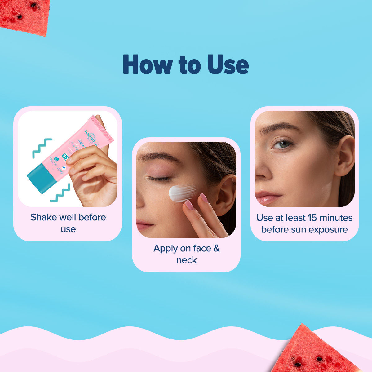 Aqualogica Radiance Fluid Sunscreen SPF50+ PA++++ - Niacinamide & Watermelon (50g)