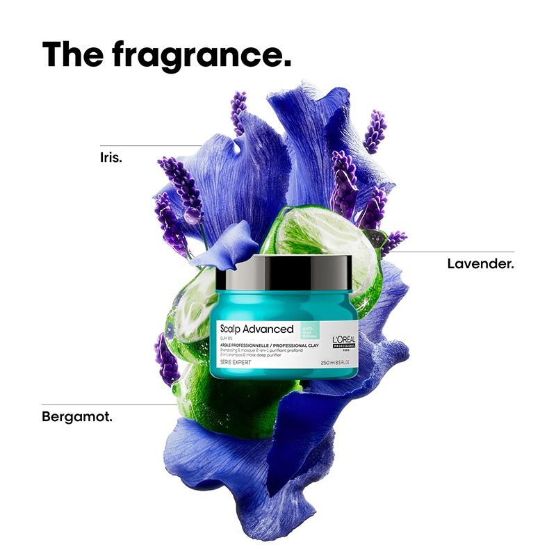 L'Oréal Professionnel Scalp Advanced Anti-Oiliness 2-In-1 Shampoo & Mask Deep Purifier Clay for Very Oily Scalp (250ml)