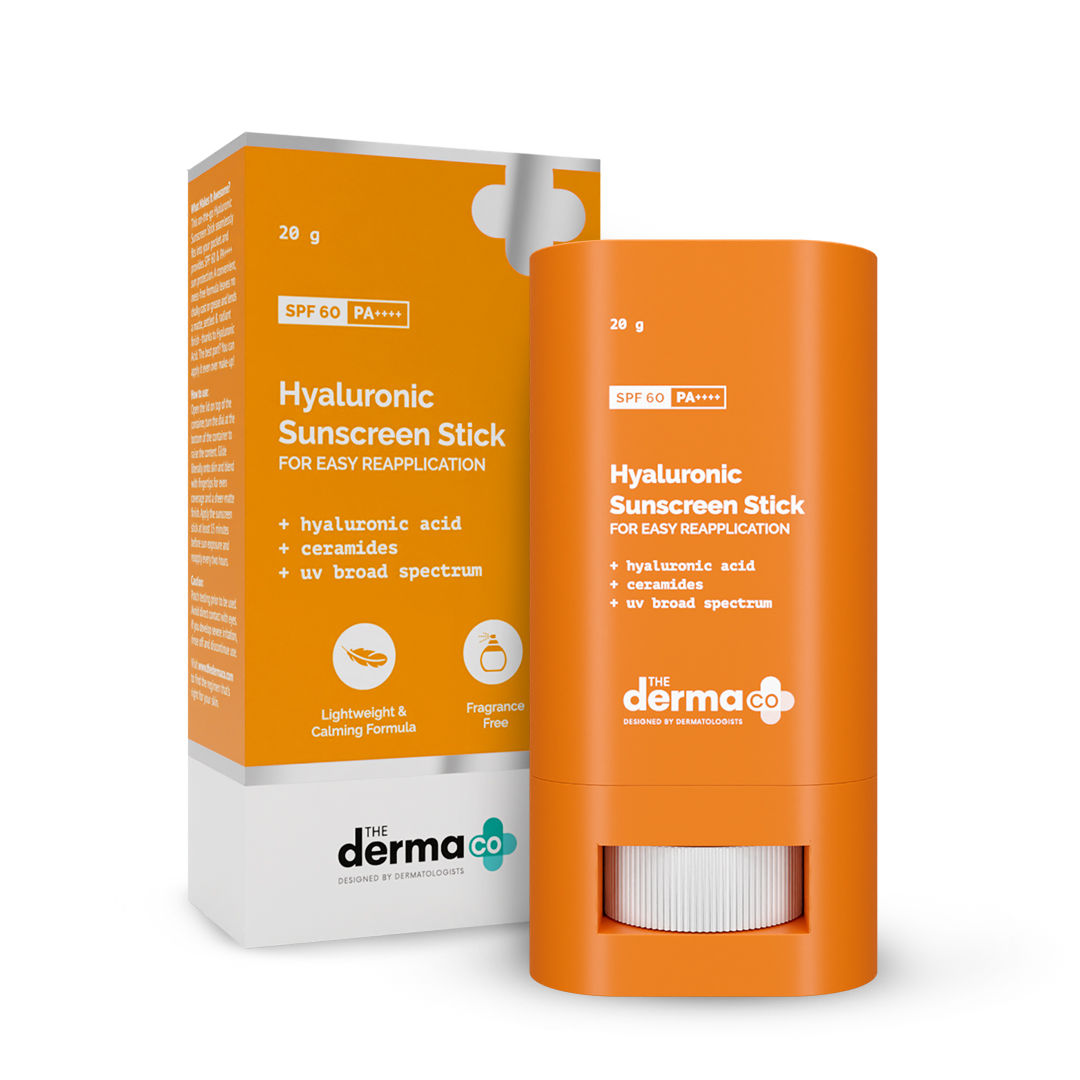 The Derma Co Hyaluronic Sunscreen Stick for All Skin Types with SPF 60 & PA++++ (20g)