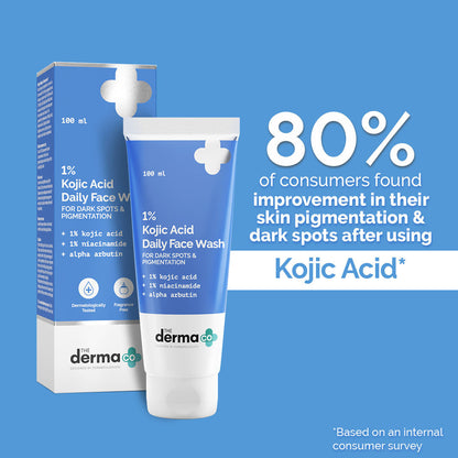 The Derma Co 1% Kojic Acid Face Wash with Niacinamide & Alpha Arbutin for Dark Spots & Pigmentation – 100ml