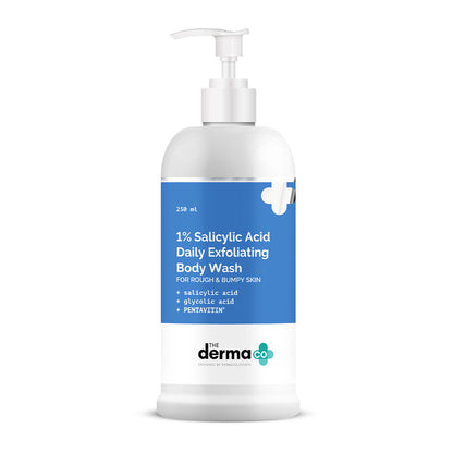 The Derma Co 1% Salicylic Body Wash (250ml) - Glycolic Acid, Body Acne & Blemishes