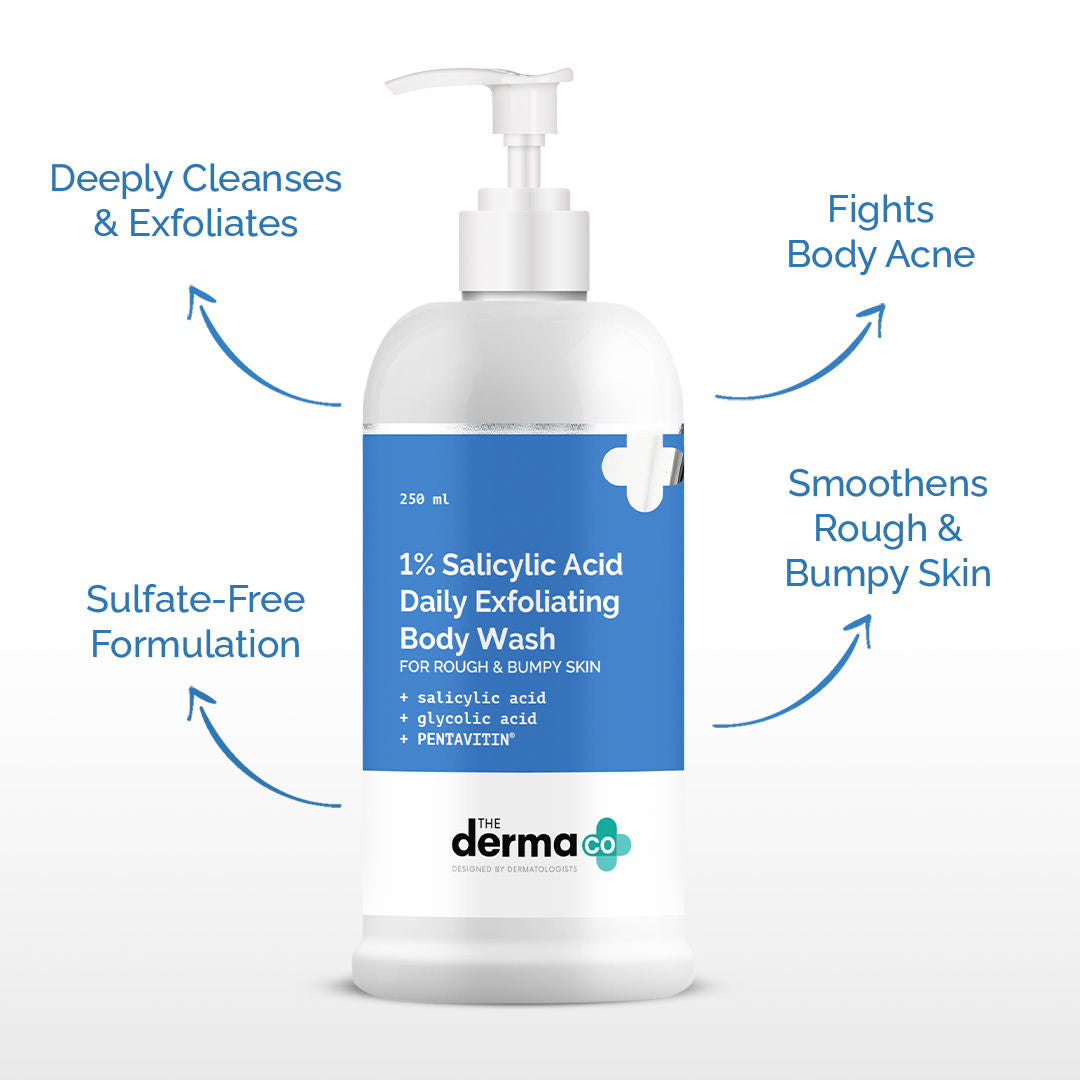 The Derma Co 1% Salicylic Body Wash (250ml) - Glycolic Acid, Body Acne & Blemishes