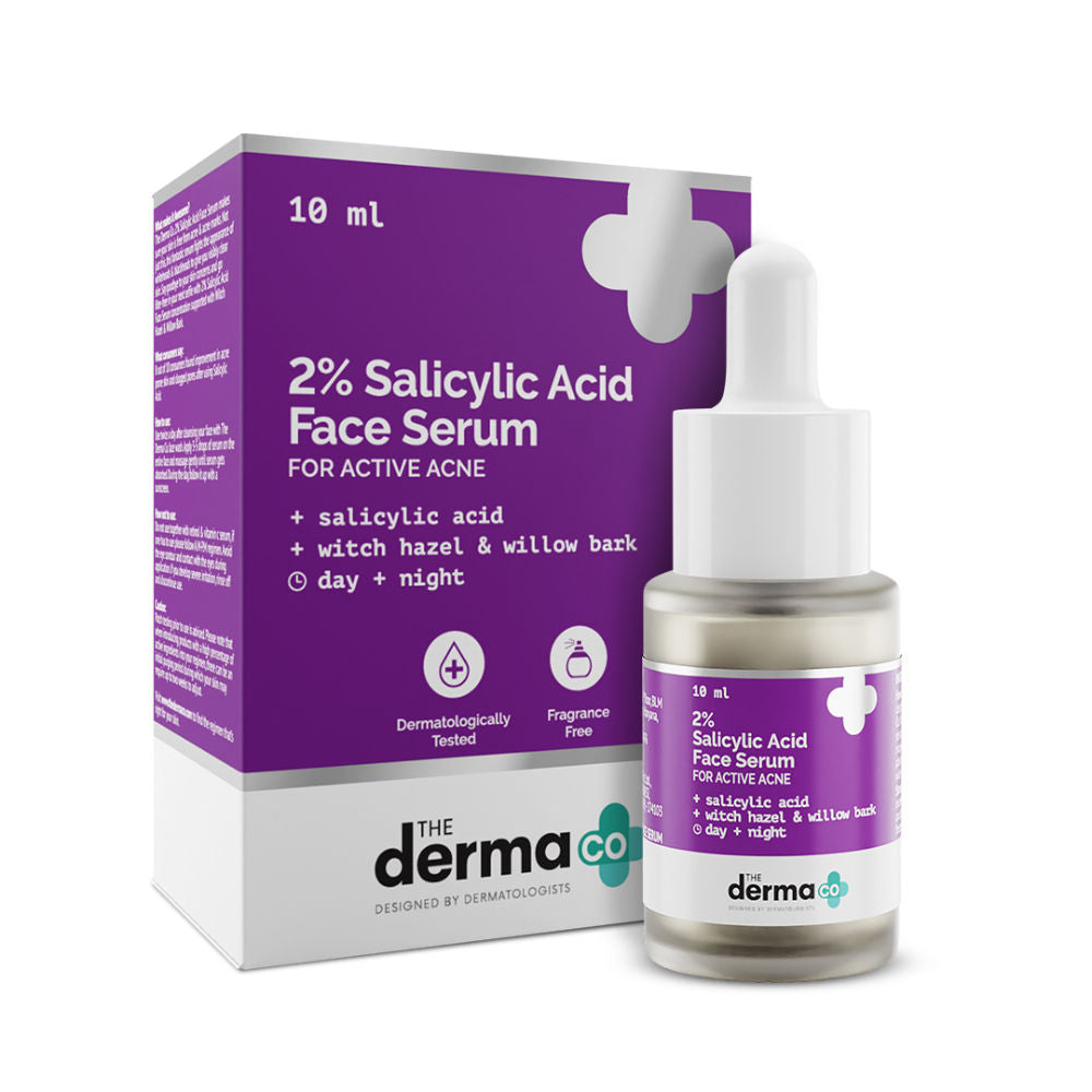 The Derma Co 2% Salicylic Acid Serum with Witch Hazel & Willow Bark for Active Acne (10ml)
