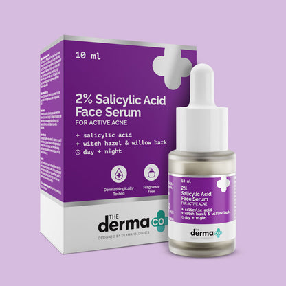 The Derma Co 2% Salicylic Acid Serum with Witch Hazel & Willow Bark for Active Acne (10ml)
