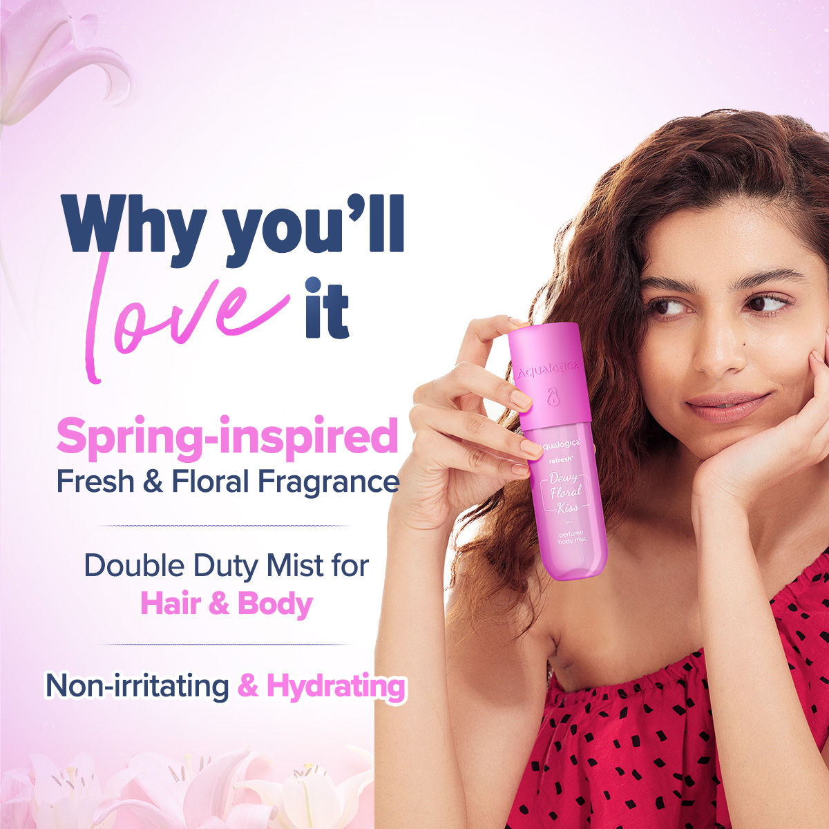 Aqualogica Refresh+ Dewy Floral Kiss Perfume Body Mist (150ml)