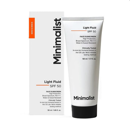 Minimalist Light Fluid SPF 50 Sunscreen - Broad Spectrum Face Protection (50ml)