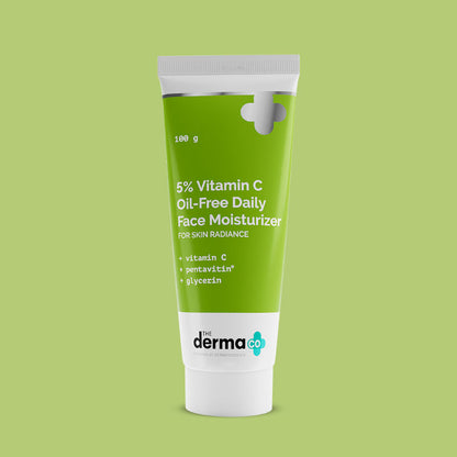 The Derma Co 5% Vitamin C Oil-Free Daily Face Moisturizer (100g) - Brightening & Non-Greasy