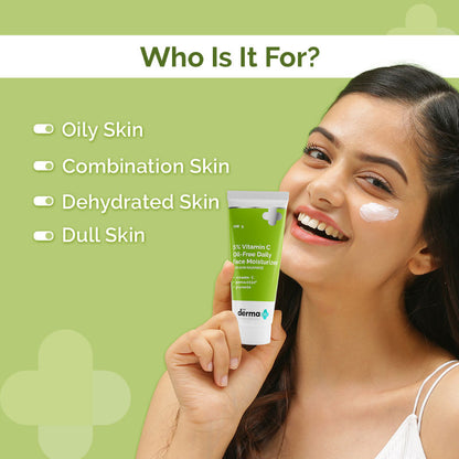 The Derma Co 5% Vitamin C Oil-Free Daily Face Moisturizer (100g) - Brightening & Non-Greasy